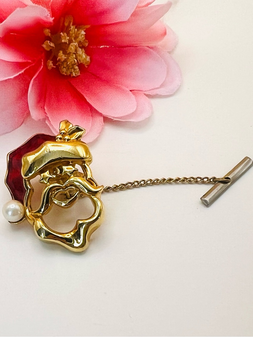 Gold Santa Tie Pin for men- Elegant Gold Tone Accessory